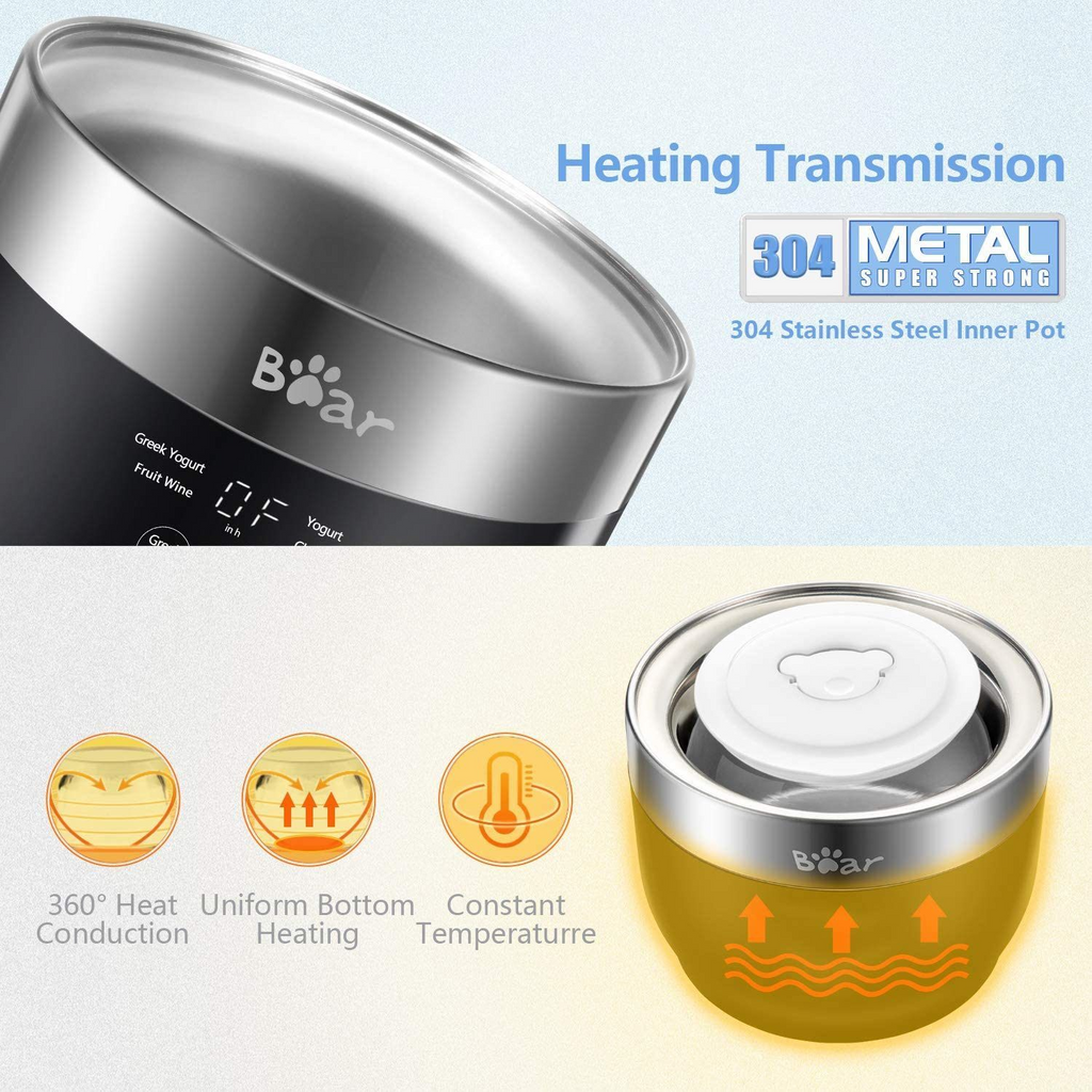 Greek Yogurt Maker with Stainless Steel Inner Pot