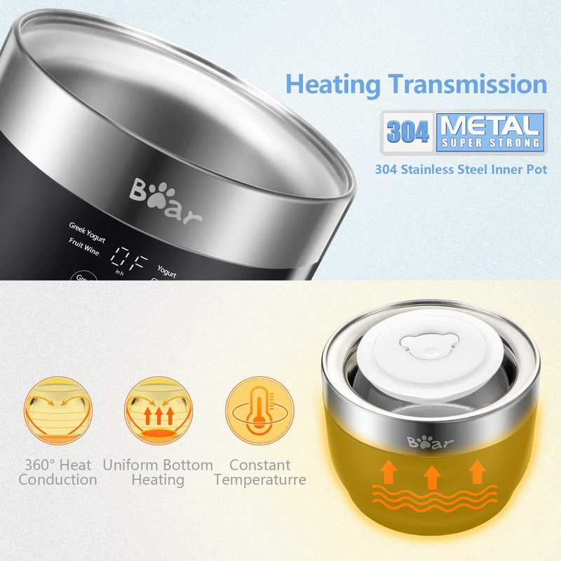 Greek Yogurt Maker with Stainless Steel Inner Pot