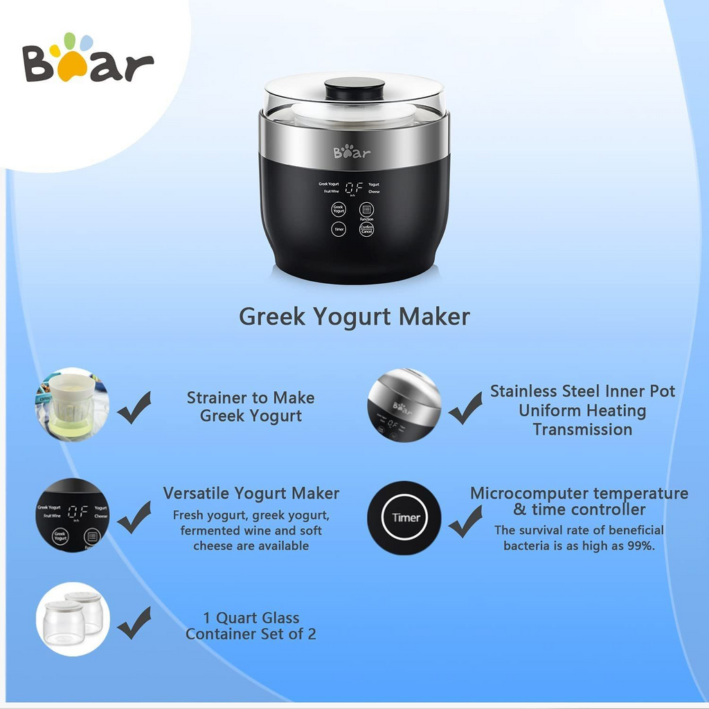 Greek Yogurt Maker with Stainless Steel Inner Pot