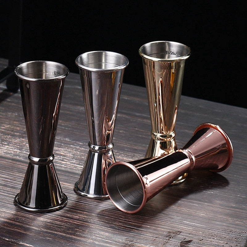 2 PC Stainless Steel Jigger Set Double Cocktail Measure Mixing Drinks Bar Shots